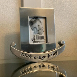 New! Rock-A-Bye Baby Chrome Heavy Baby Photo Frame 2.5 x 3.5” 1998 Keepsake